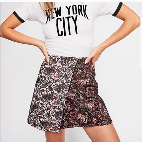 Free People Dresses & Skirts - Free People Red Combo Jacquard Tapestry Skirt